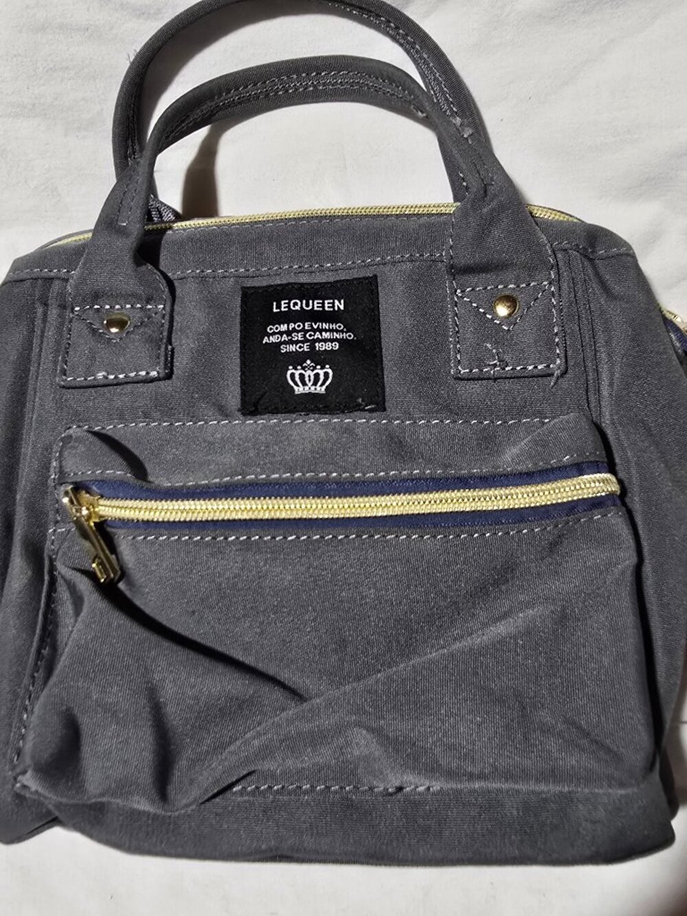 Lequeen Gray Canvas Diaper Bag Mini Backpack Tote Maternity Baby Nappy Bag